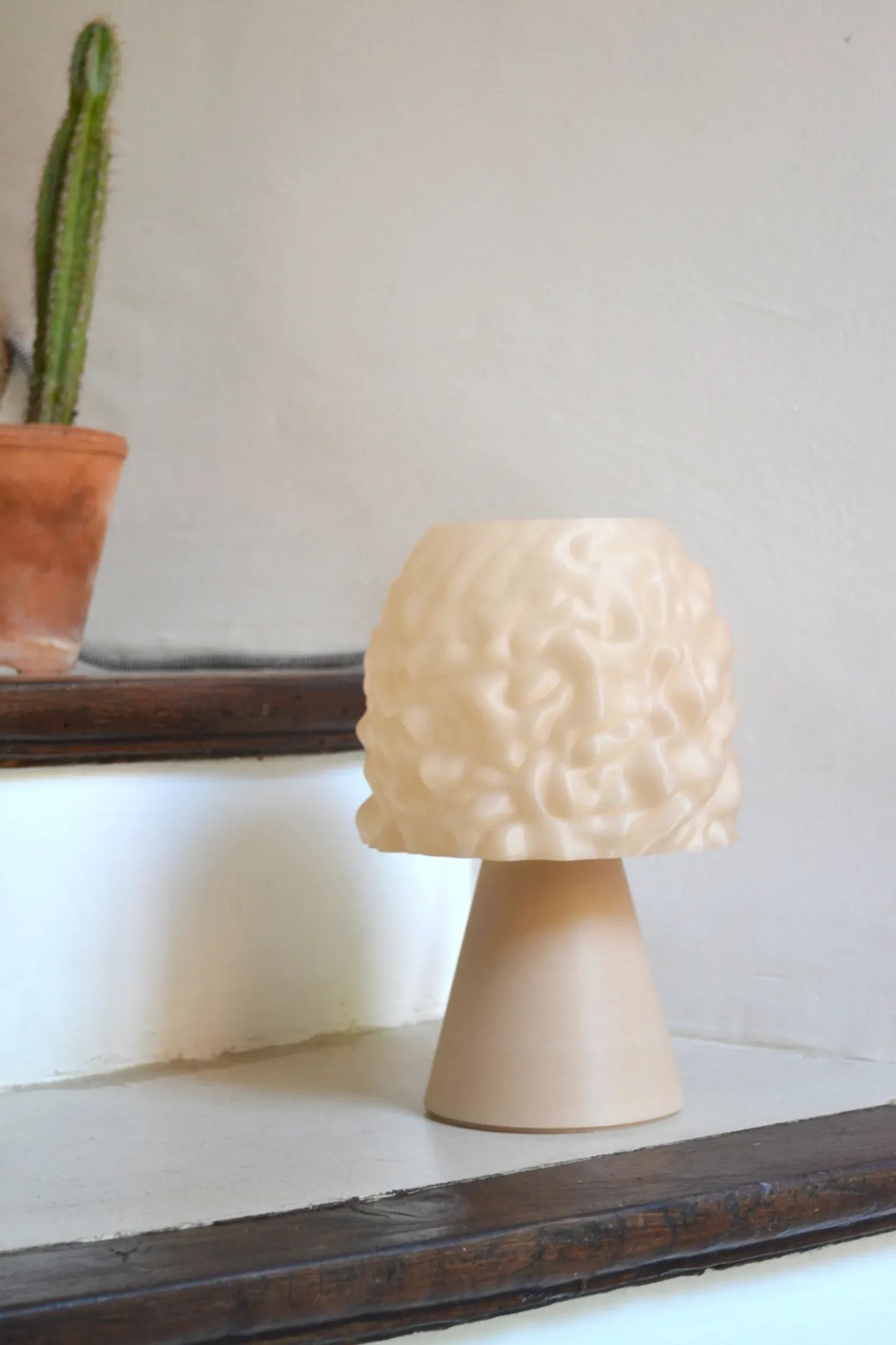Lampe Mori imprimée en 3D à partir de PLA teinté avec des coquilles de moules recyclées