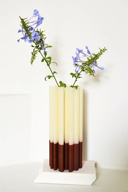 vase diplo couleur marron avec deux fleurs